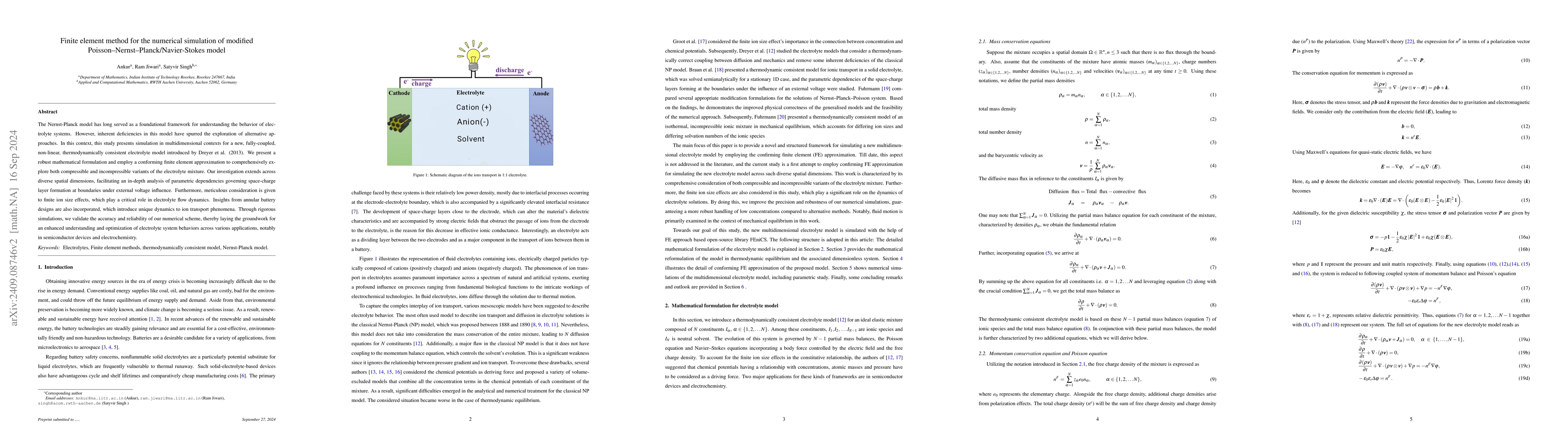Thumbnail for Finite element method for the numerical simulation of modified
  Poisson-Nernst-Planck/Navier-Stokes model