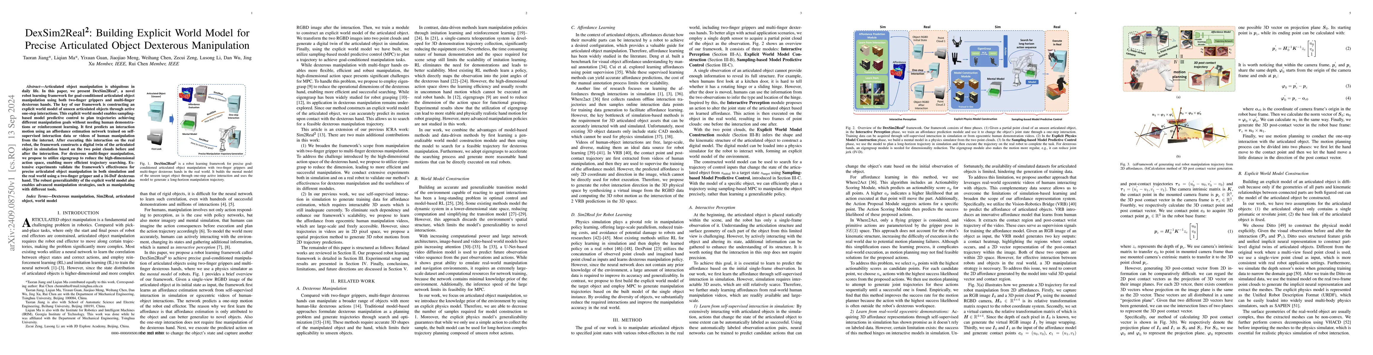 Thumbnail for DexSim2Real$^{2}$: Building Explicit World Model for Precise Articulated
  Object Dexterous Manipulation