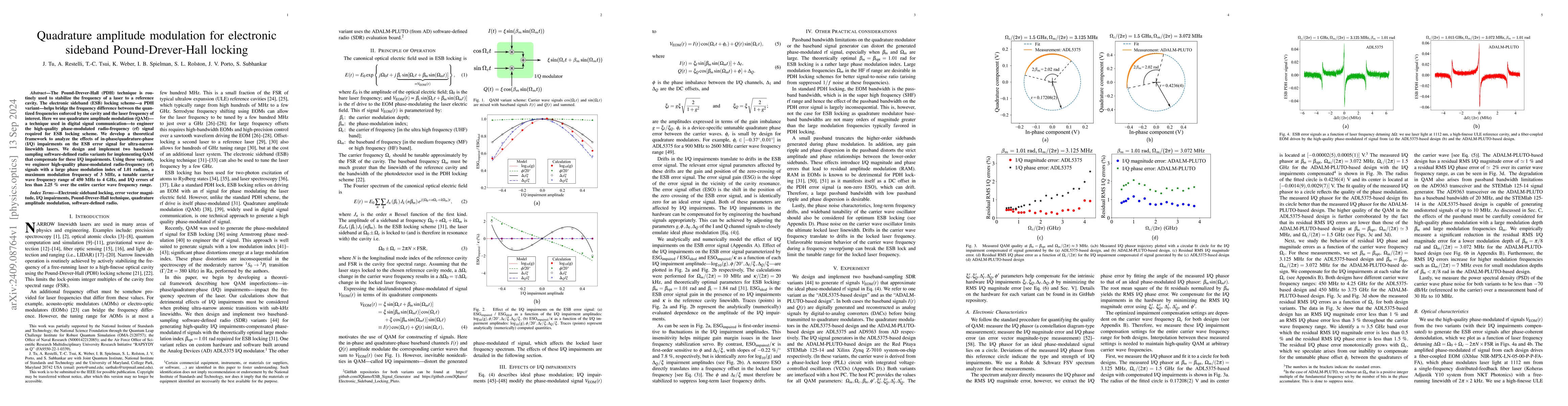 Thumbnail for Quadrature amplitude modulation for electronic sideband
  Pound-Drever-Hall locking