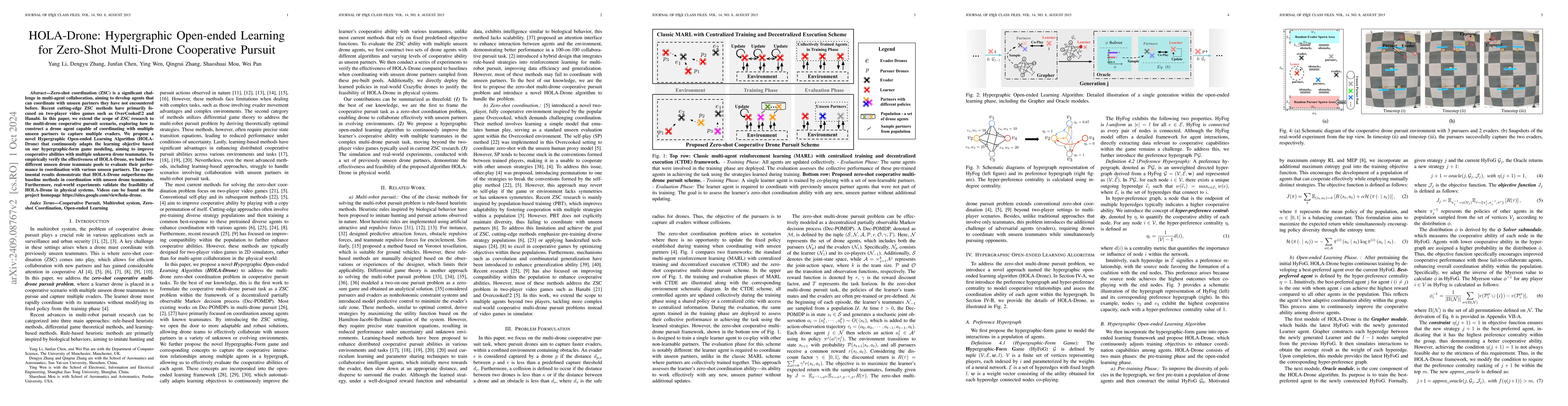 Thumbnail for HOLA-Drone: Hypergraphic Open-ended Learning for Zero-Shot Multi-Drone
  Cooperative Pursuit