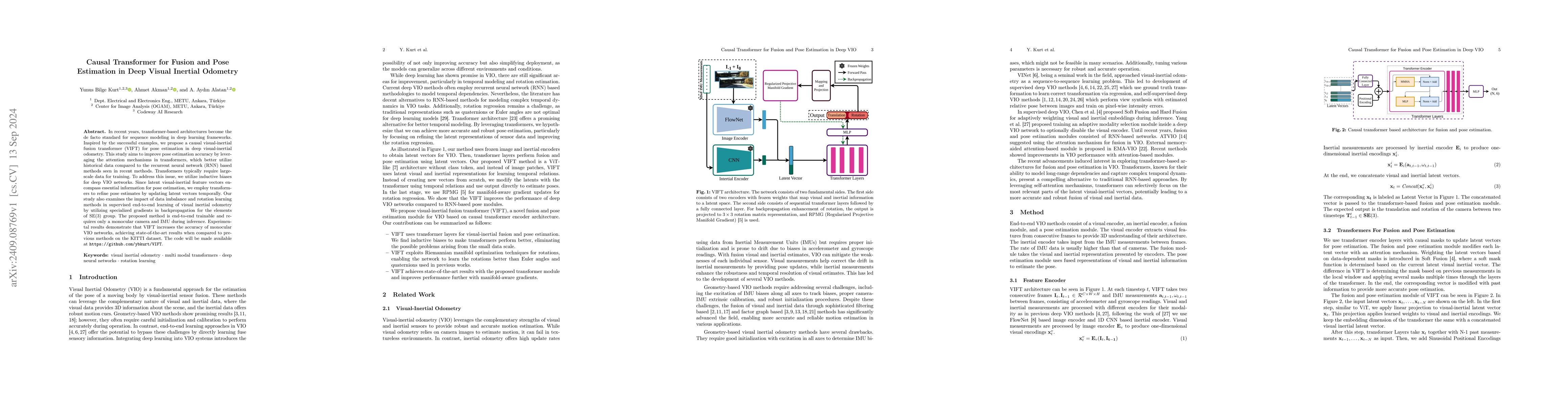 Thumbnail for Causal Transformer for Fusion and Pose Estimation in Deep Visual
  Inertial Odometry