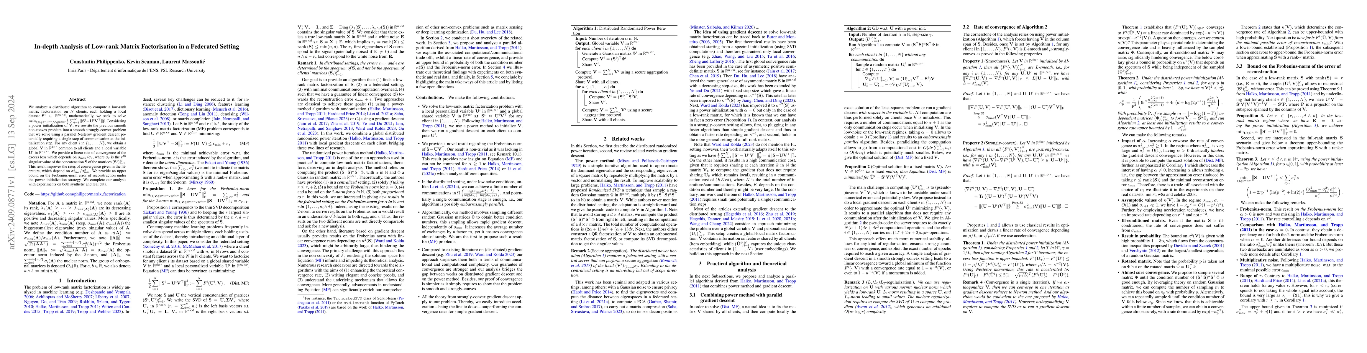 Thumbnail for In-depth Analysis of Low-rank Matrix Factorisation in a Federated
  Setting