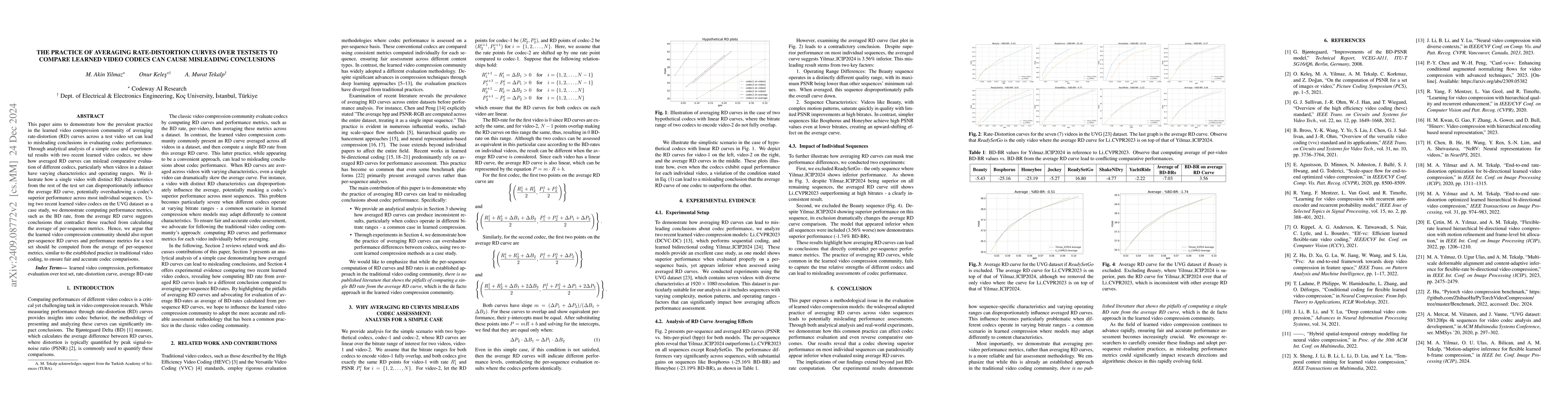 Thumbnail for On the Computation of BD-Rate over a Set of Videos for Fair Assessment
  of Performance of Learned Video Codecs