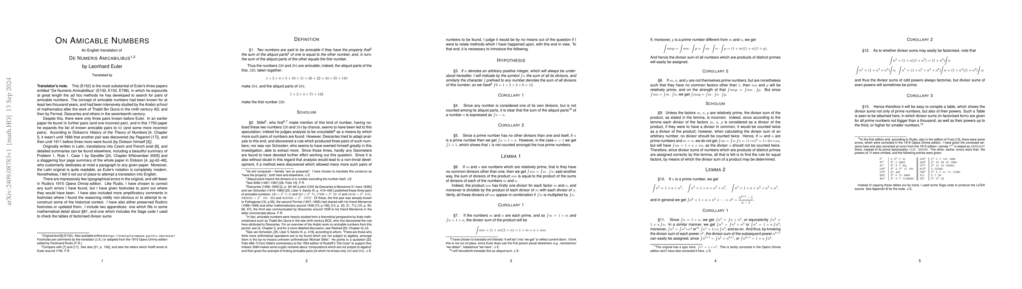 Thumbnail for On Amicable Numbers