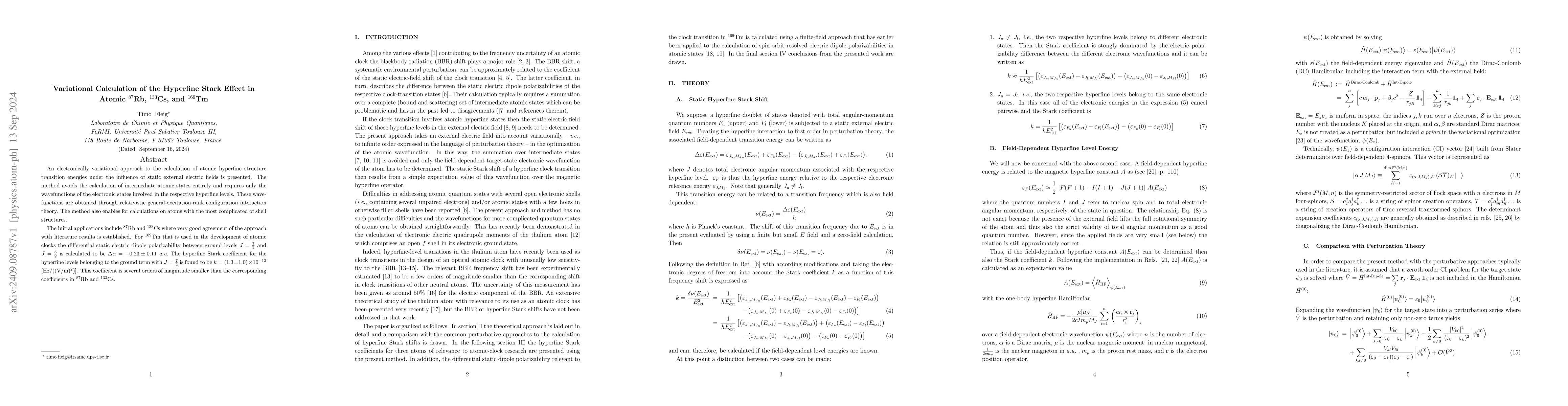 Thumbnail for Variational Calculation of the Hyperfine Stark Effect in Atomic
  $^{87}$Rb, $^{133}$Cs, and $^{169}$Tm