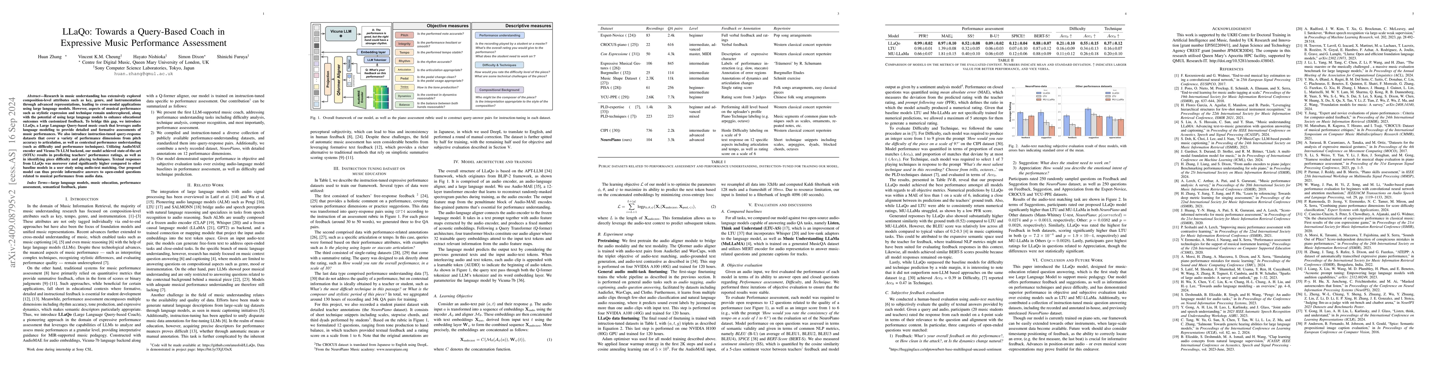 Thumbnail for LLaQo: Towards a Query-Based Coach in Expressive Music Performance
  Assessment