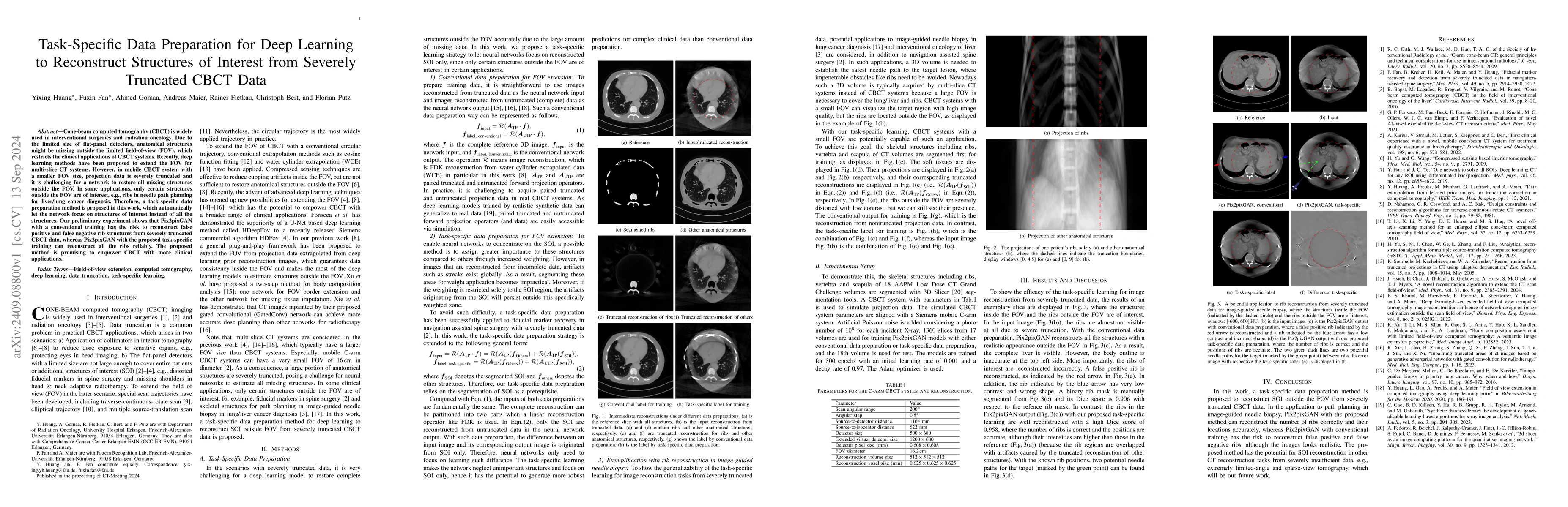 Thumbnail for Task-Specific Data Preparation for Deep Learning to Reconstruct
  Structures of Interest from Severely Truncated CBCT Data