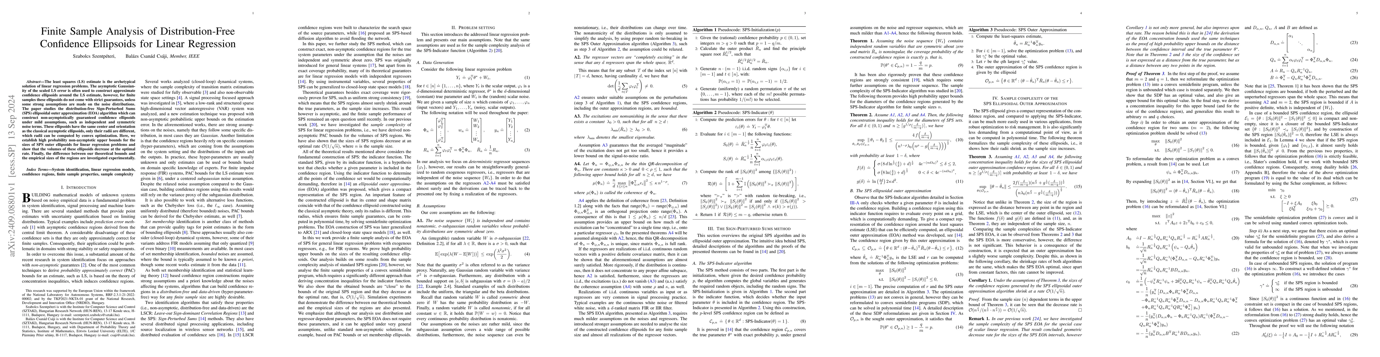 Thumbnail for Finite Sample Analysis of Distribution-Free Confidence Ellipsoids for
  Linear Regression