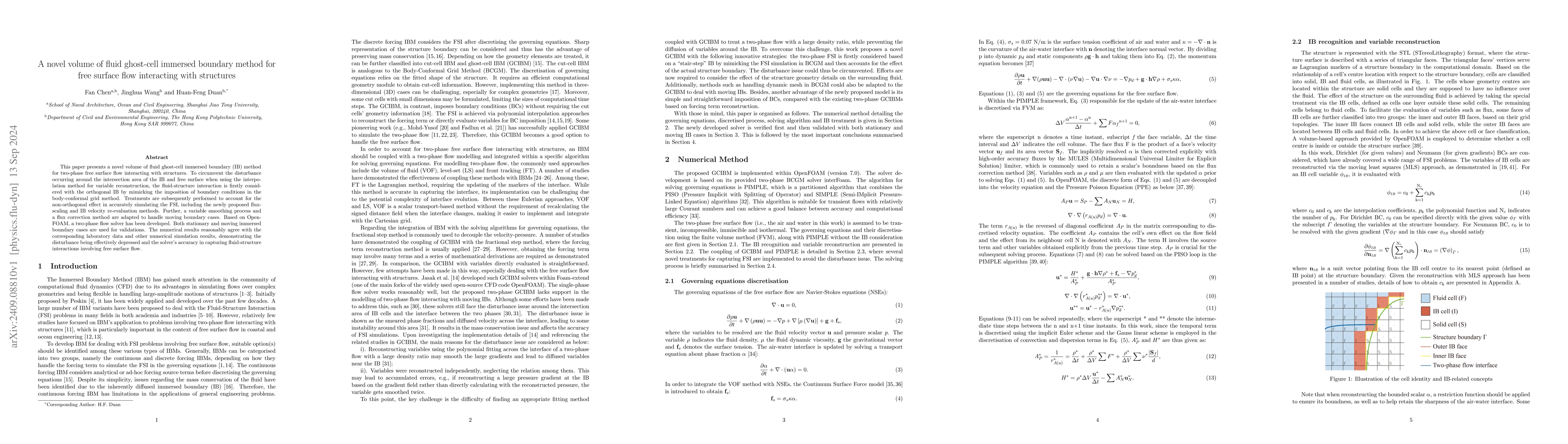 Thumbnail for A novel volume of fluid ghost-cell immersed boundary method for free
  surface flow interacting with structures