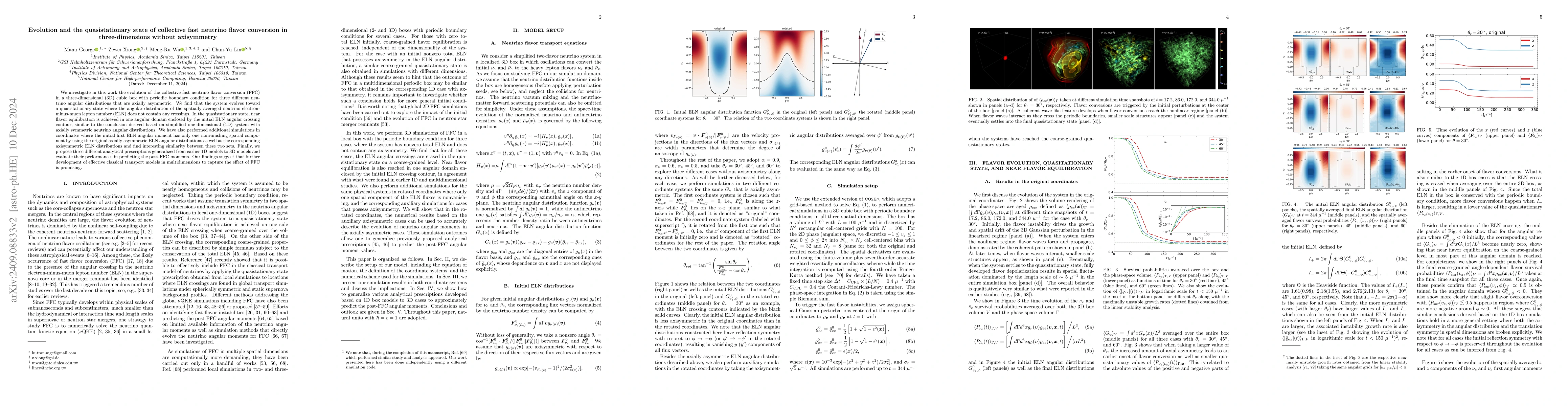 Thumbnail for Evolution and the quasistationary state of collective fast neutrino
  flavor conversion in three dimensions without axisymmetry