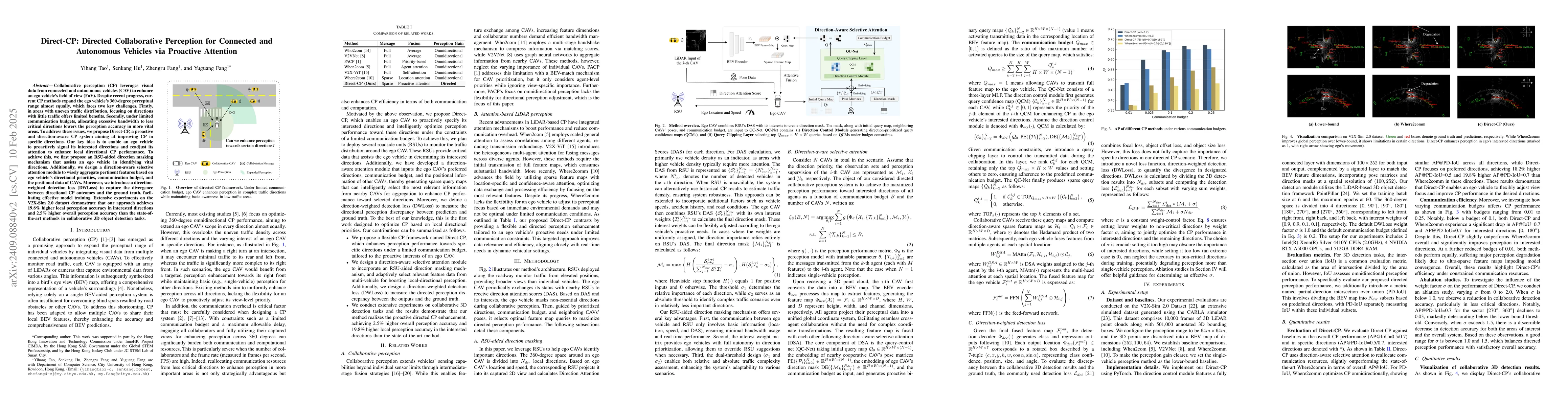 Thumbnail for Direct-CP: Directed Collaborative Perception for Connected and
  Autonomous Vehicles via Proactive Attention