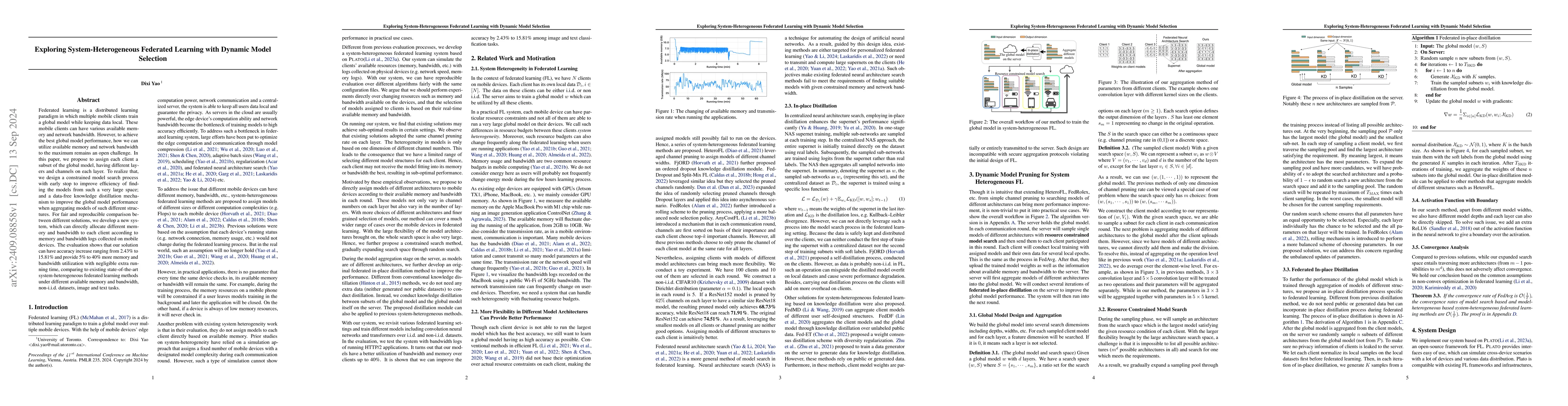 Thumbnail for Exploring System-Heterogeneous Federated Learning with Dynamic Model
  Selection