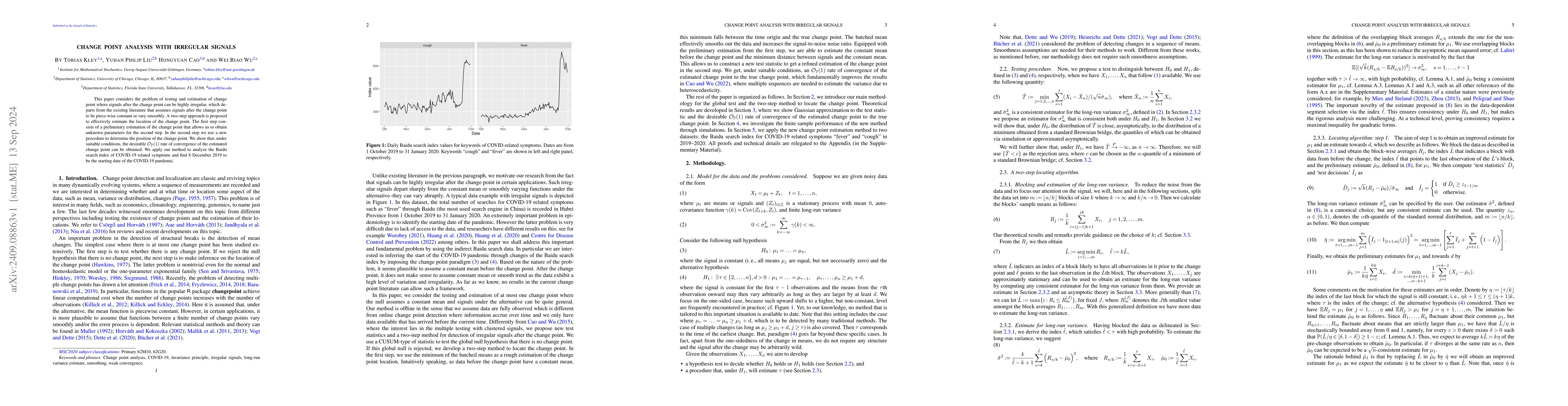 Thumbnail for Change point analysis with irregular signals