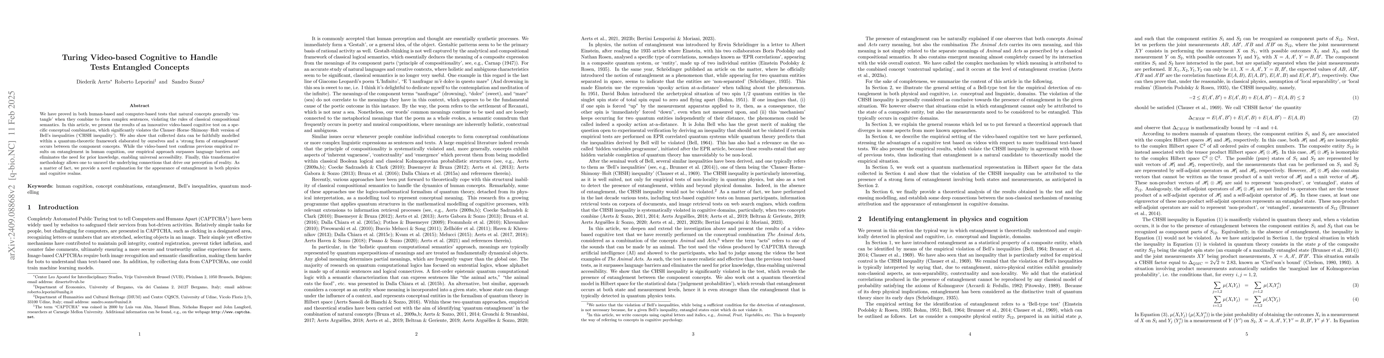 Thumbnail for Turing Video-based Cognitive Tests to Handle Entangled Concepts