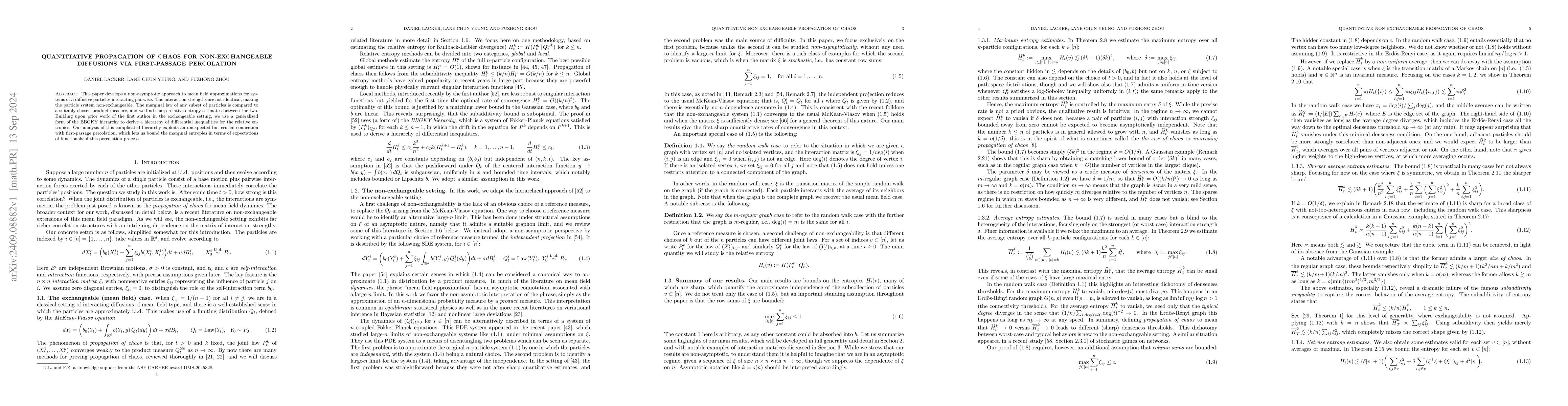 Thumbnail for Quantitative propagation of chaos for non-exchangeable diffusions via
  first-passage percolation