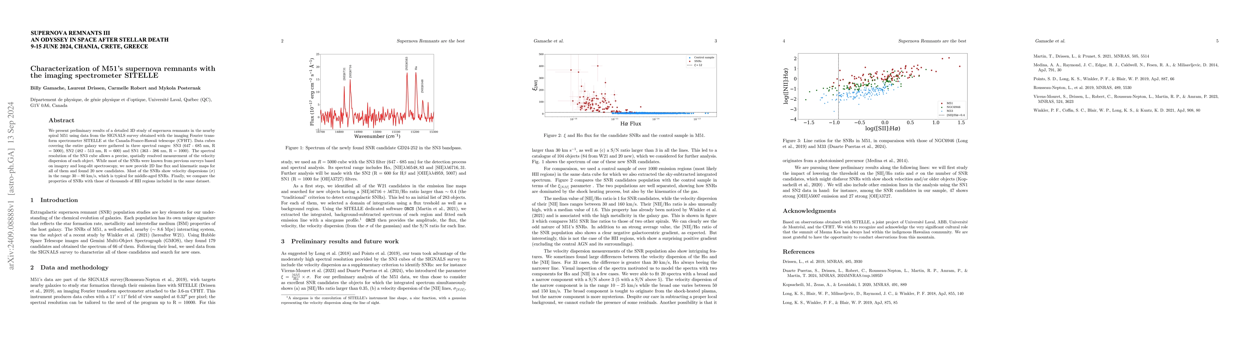 Thumbnail for Characterization of M51 supernova remnants with the imaging spectrometer
  SITELLE