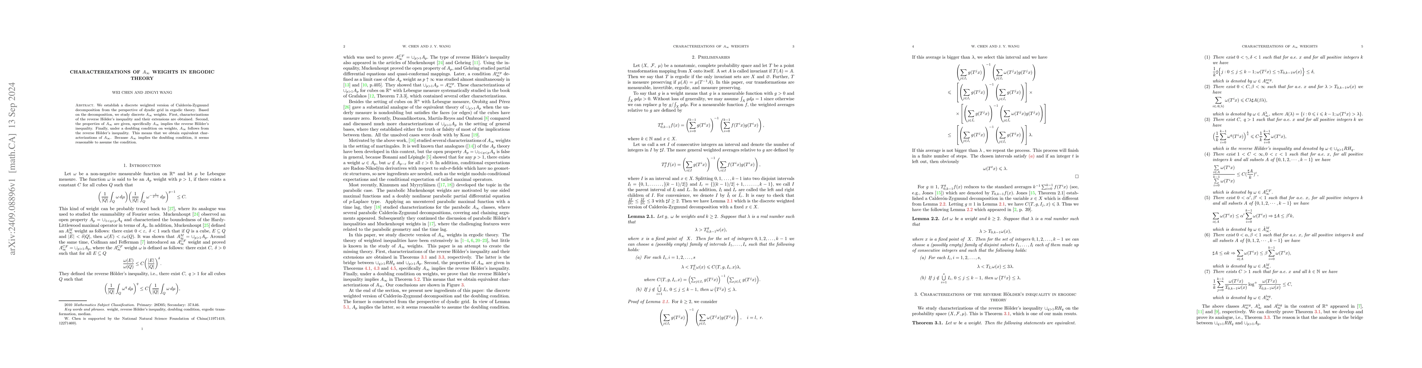 Thumbnail for Characterizations of $A_\infty$ Weights in Ergodic Theory