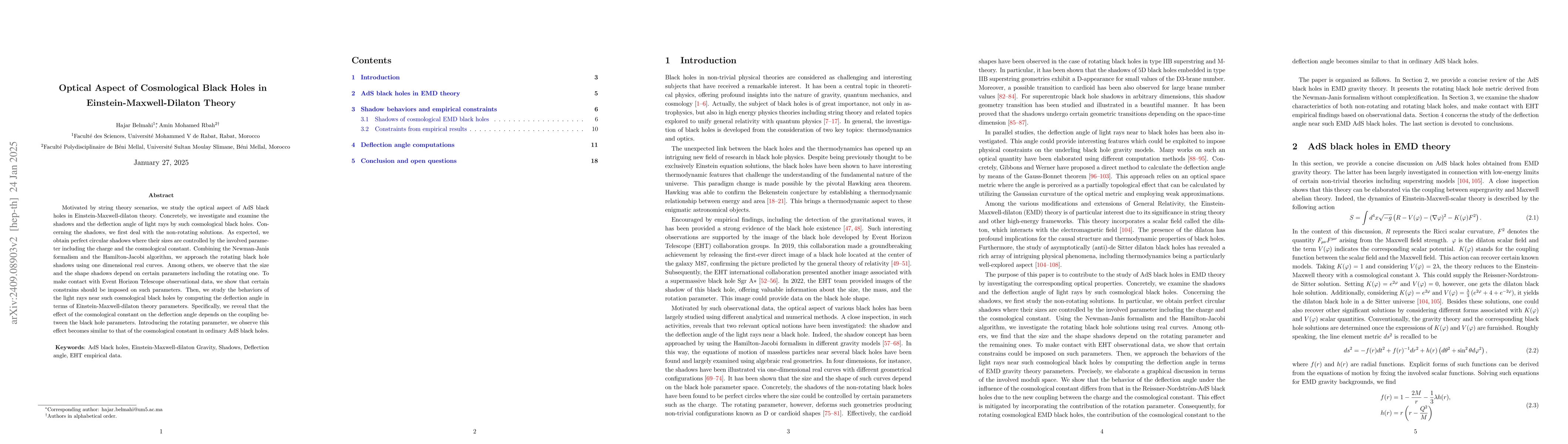 Thumbnail for Optical Aspect of Cosmological Black Holes in Einstein-Maxwell-Dilaton
  Theory