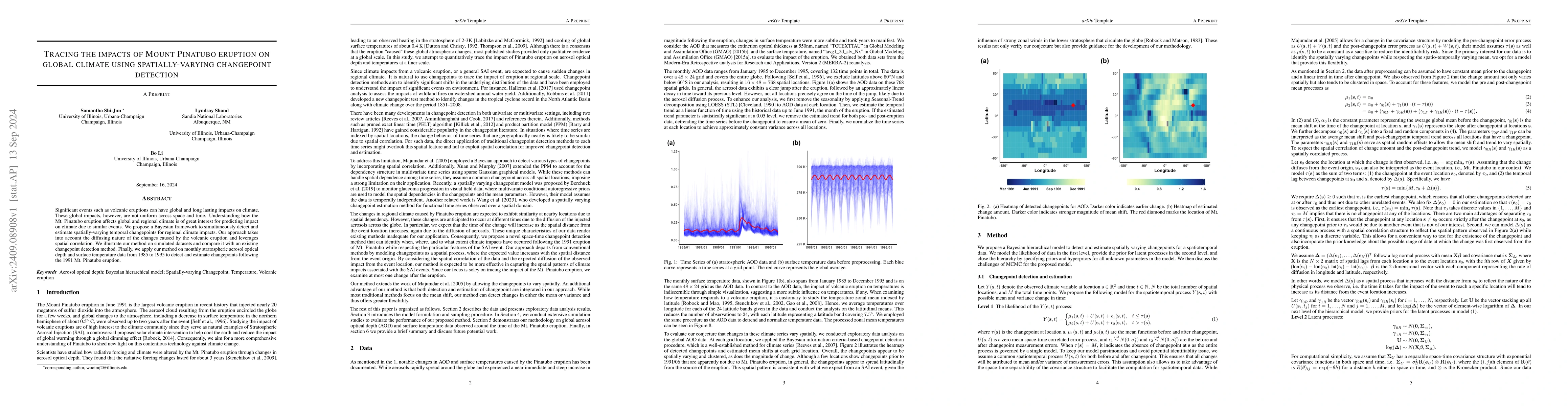 Thumbnail for Tracing the impacts of Mount Pinatubo eruption on global climate using
  spatially-varying changepoint detection