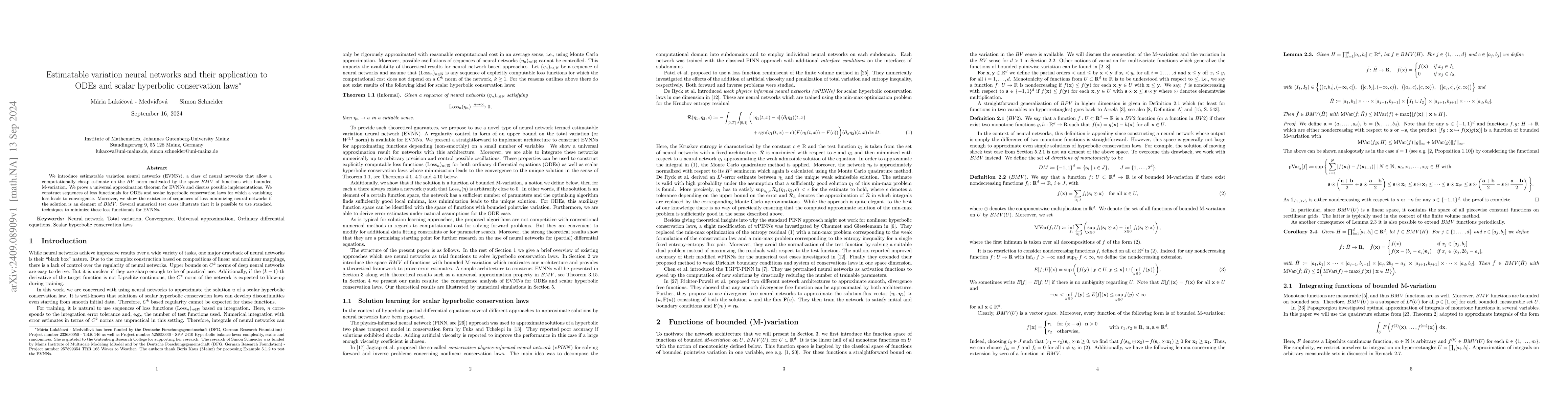 Thumbnail for Estimatable variation neural networks and their application to ODEs and
  scalar hyperbolic conservation laws