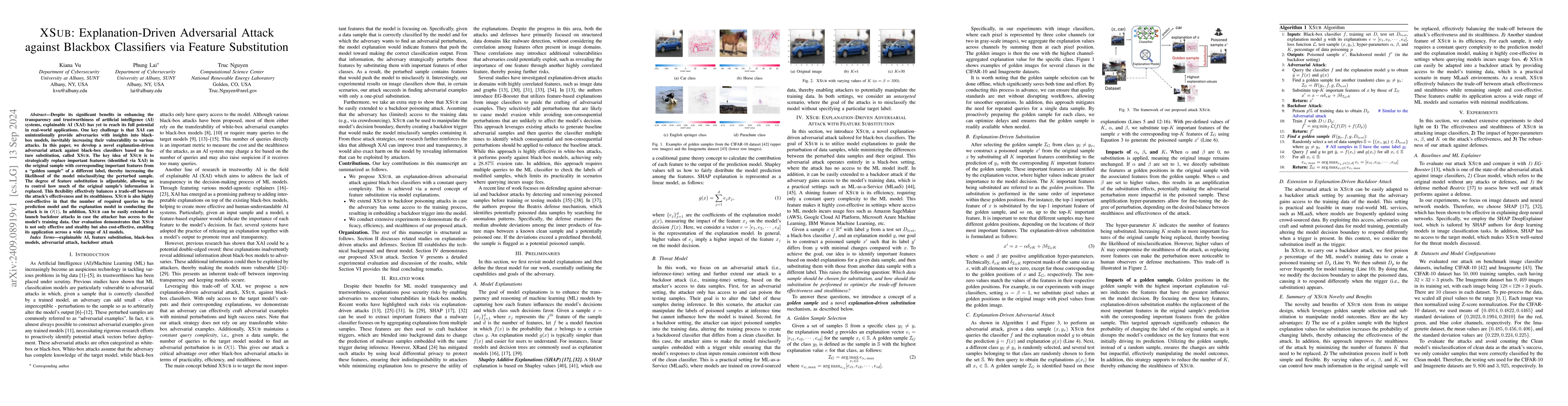 Thumbnail for XSub: Explanation-Driven Adversarial Attack against Blackbox Classifiers
  via Feature Substitution