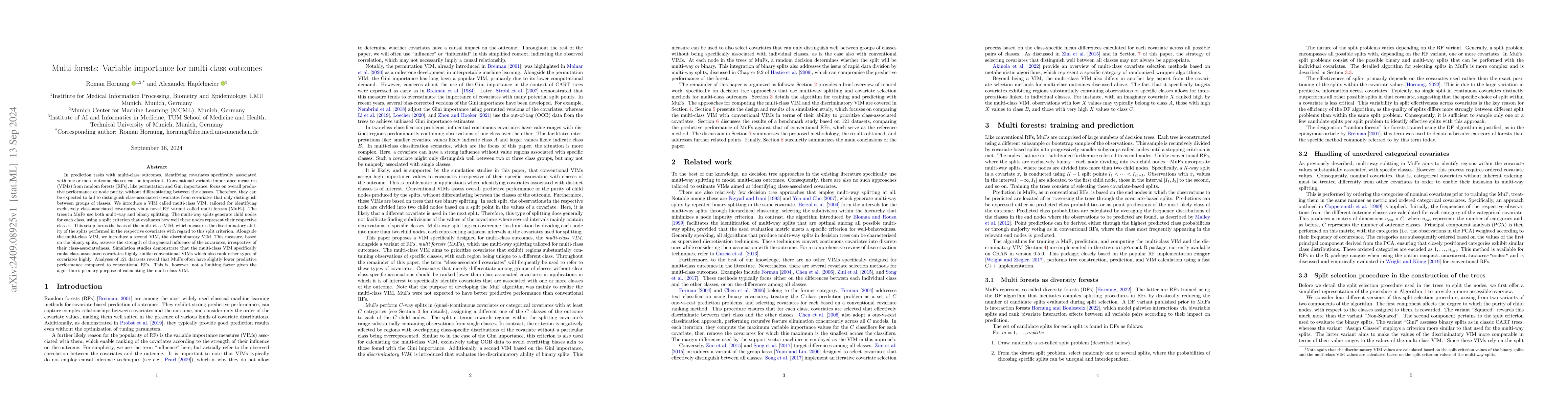 Thumbnail for Multi forests: Variable importance for multi-class outcomes