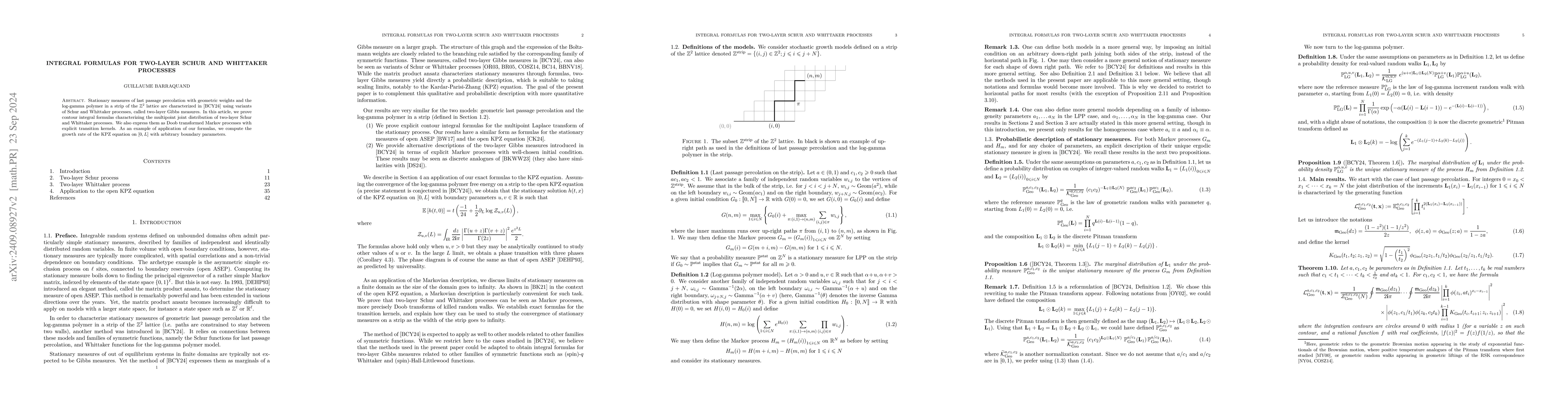 Thumbnail for Integral formulas for two-layer Schur and Whittaker processes
