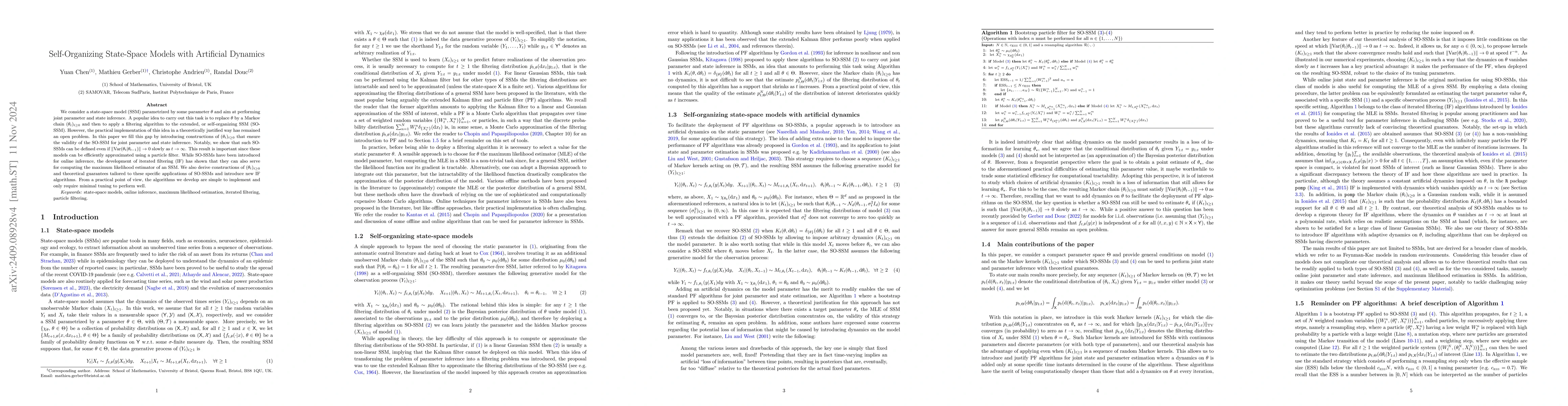 Thumbnail for Self-Organizing State-Space Models with Artificial Dynamics