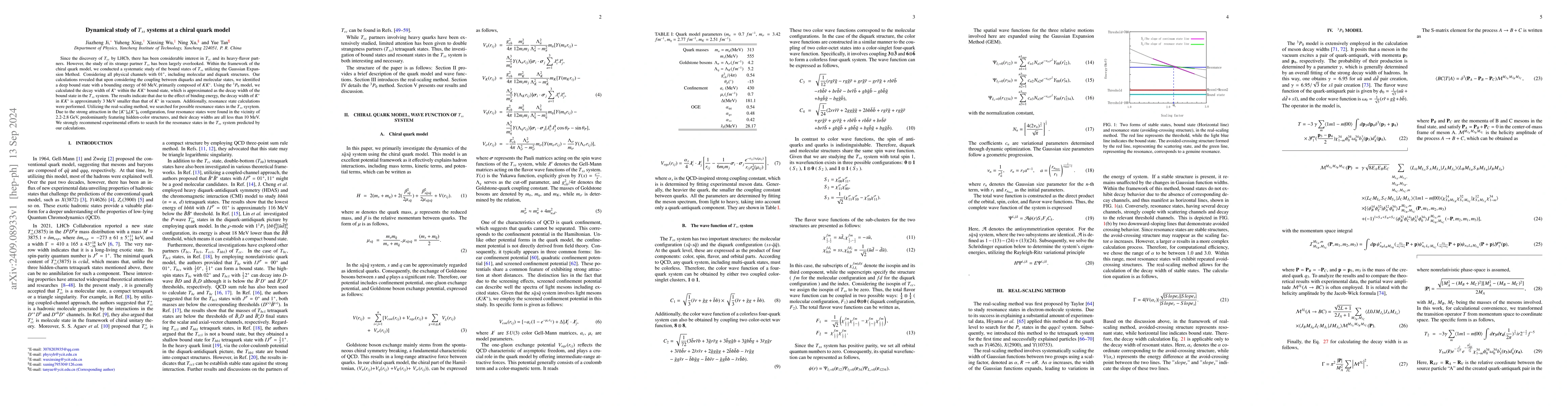 Thumbnail for Dynamical study of $T_{ss}$ systems at a chiral quark model