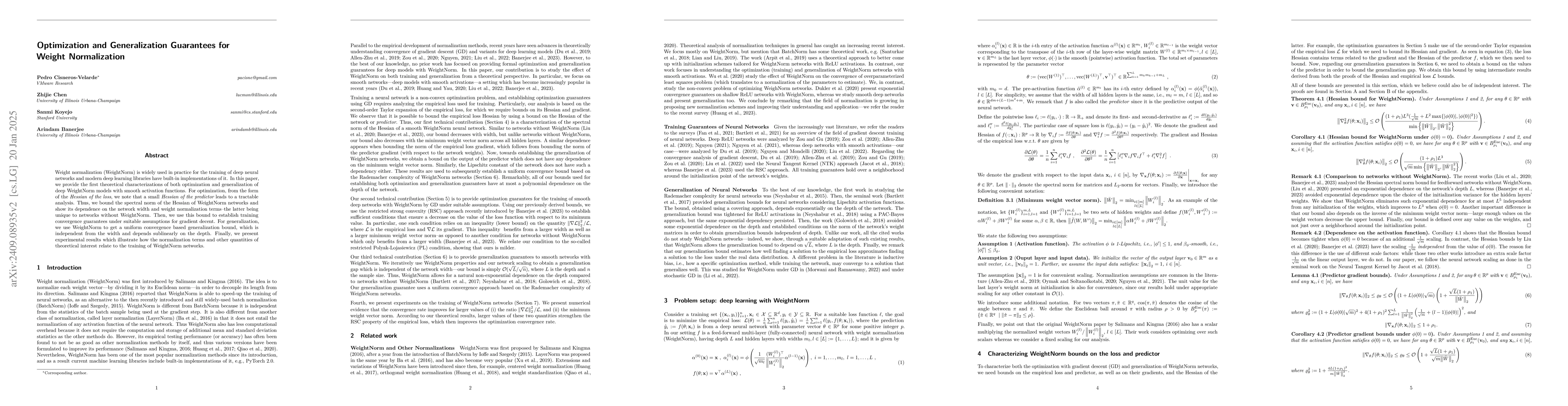 Thumbnail for Optimization and Generalization Guarantees for Weight Normalization