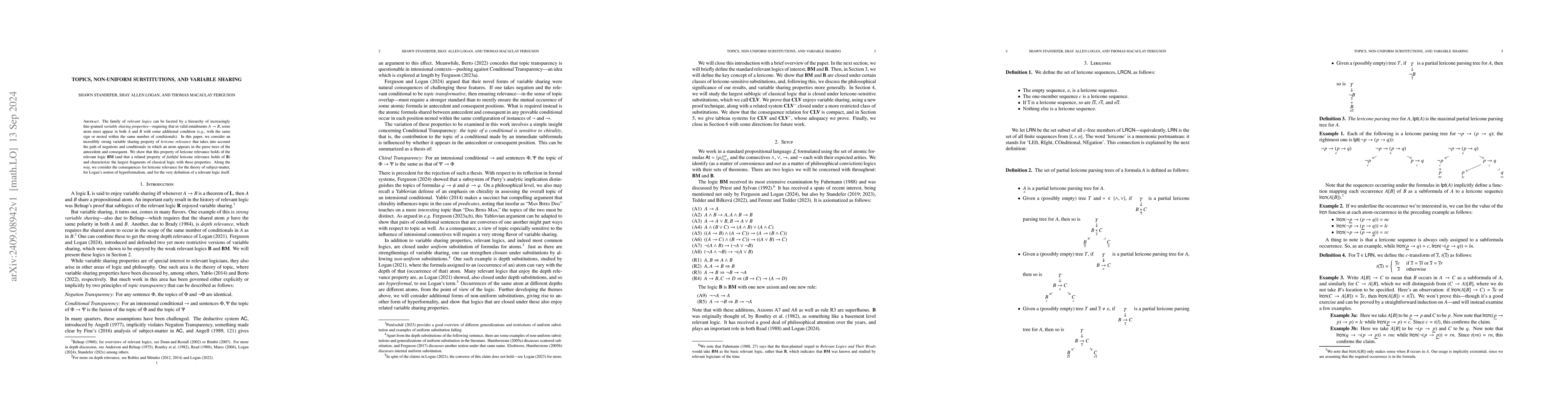 Thumbnail for Topics, Non-Uniform Substitutions, and Variable Sharing