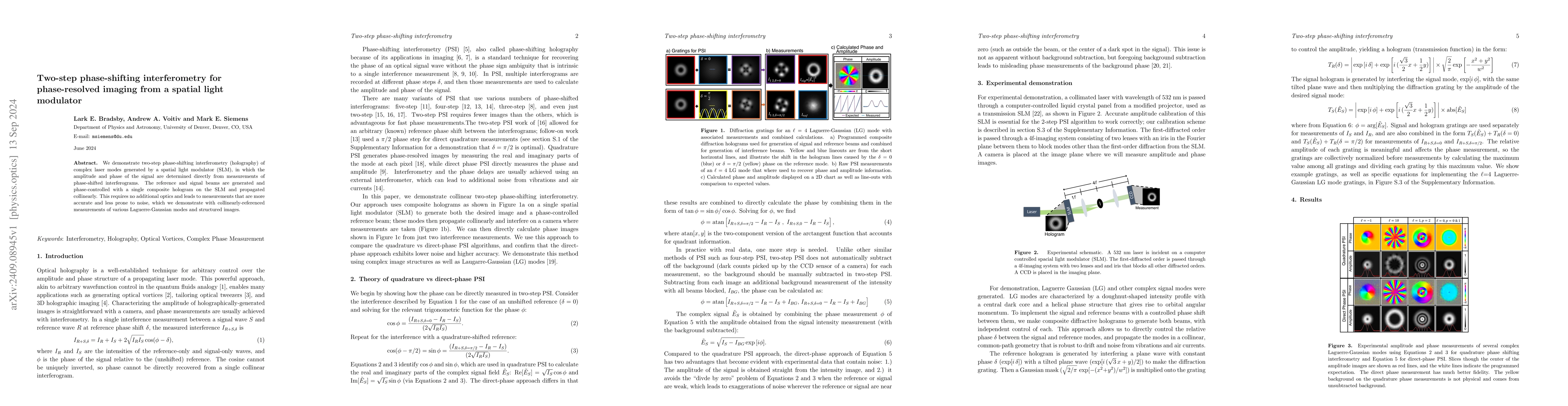 Thumbnail for Two-step phase-shifting interferometry for phase-resolved imaging from a
  spatial light modulator