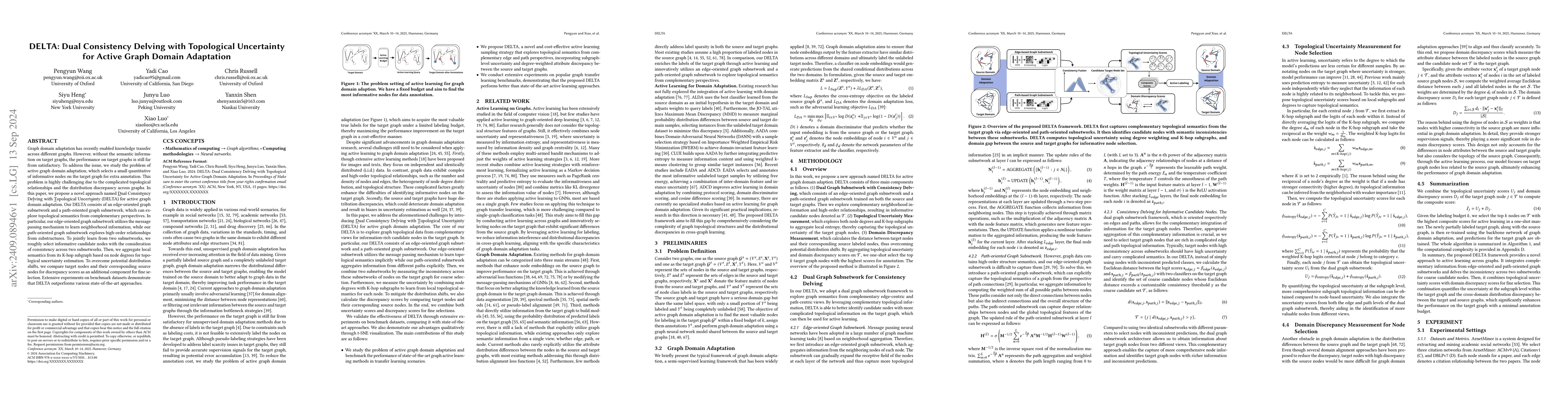 Thumbnail for DELTA: Dual Consistency Delving with Topological Uncertainty for Active
  Graph Domain Adaptation