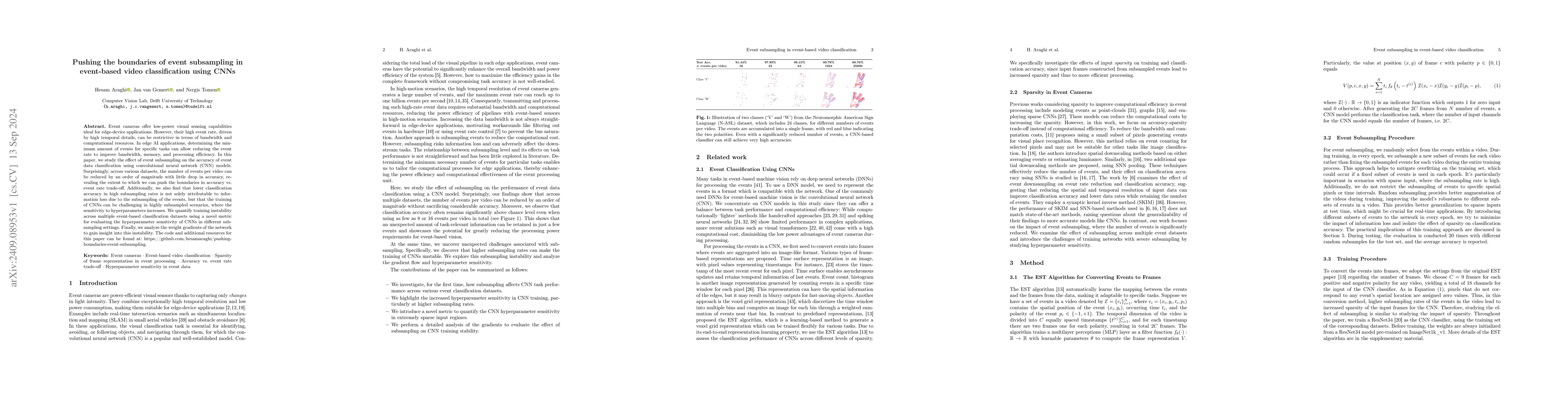 Thumbnail for Pushing the boundaries of event subsampling in event-based video
  classification using CNNs