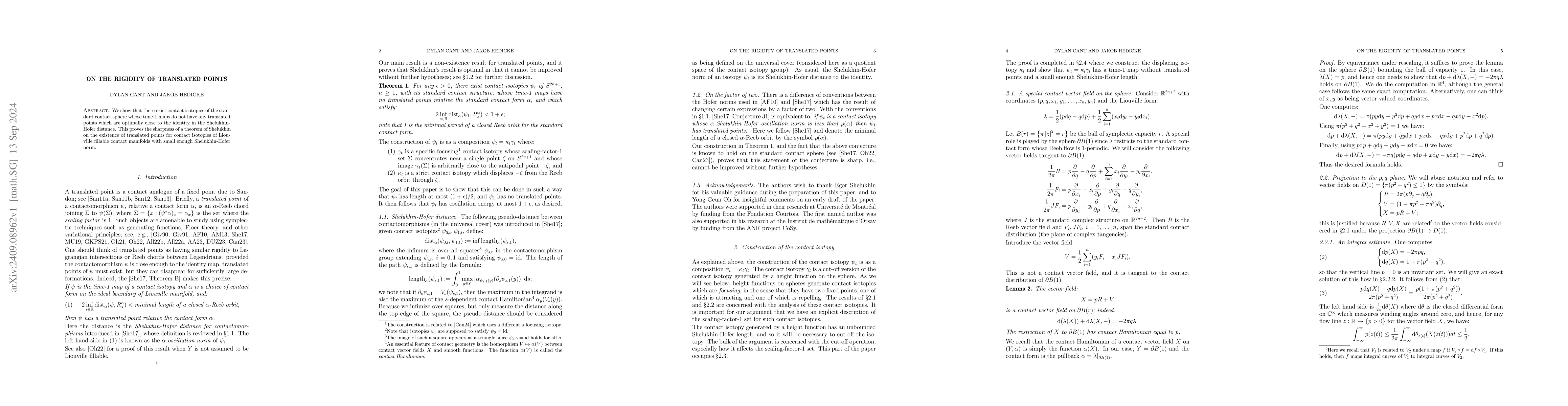 Thumbnail for On the rigidity of translated points