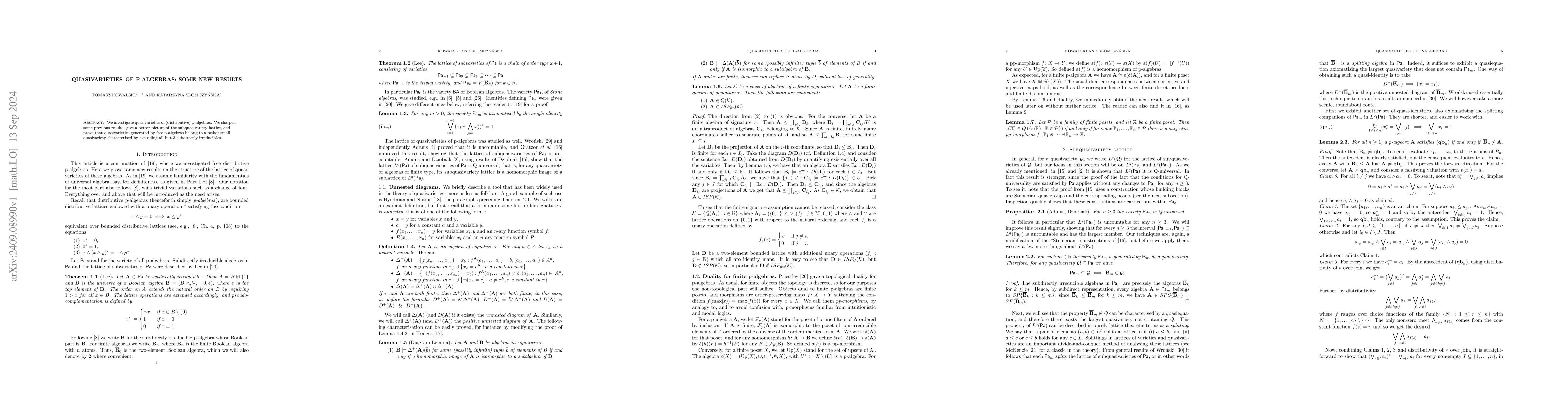 Thumbnail for Quasivarieties of p-algebras: some new results