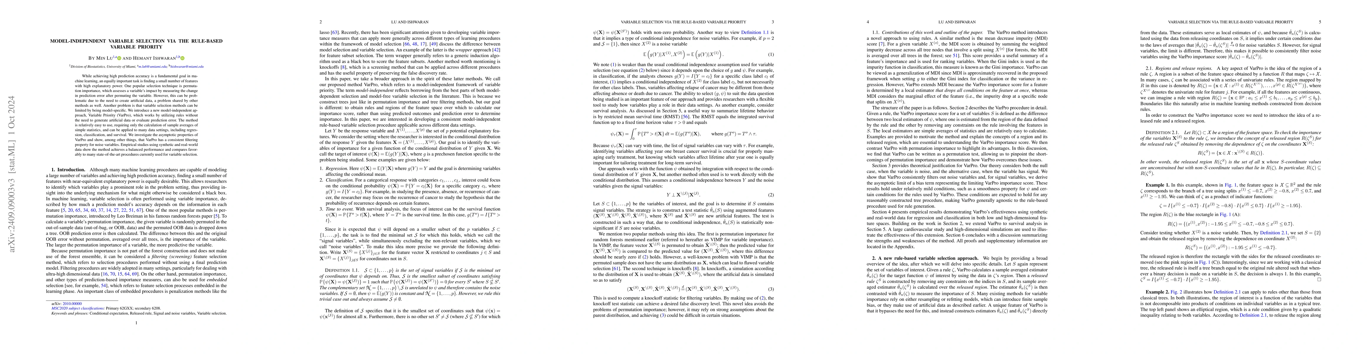 Thumbnail for Model-independent variable selection via the rule-based variable
  priority