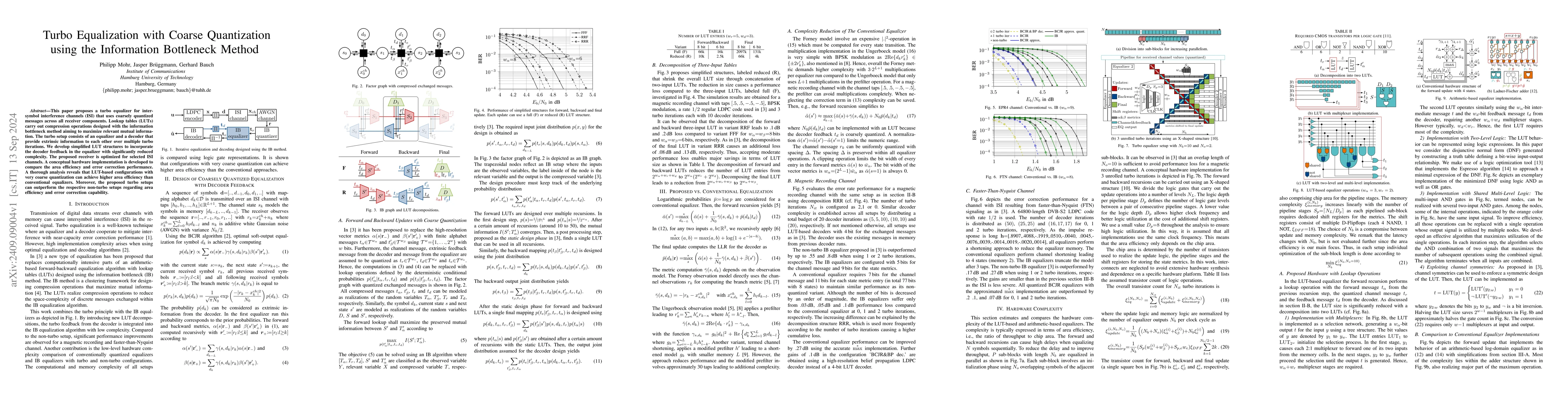 Thumbnail for Turbo Equalization with Coarse Quantization using the Information
  Bottleneck Method
