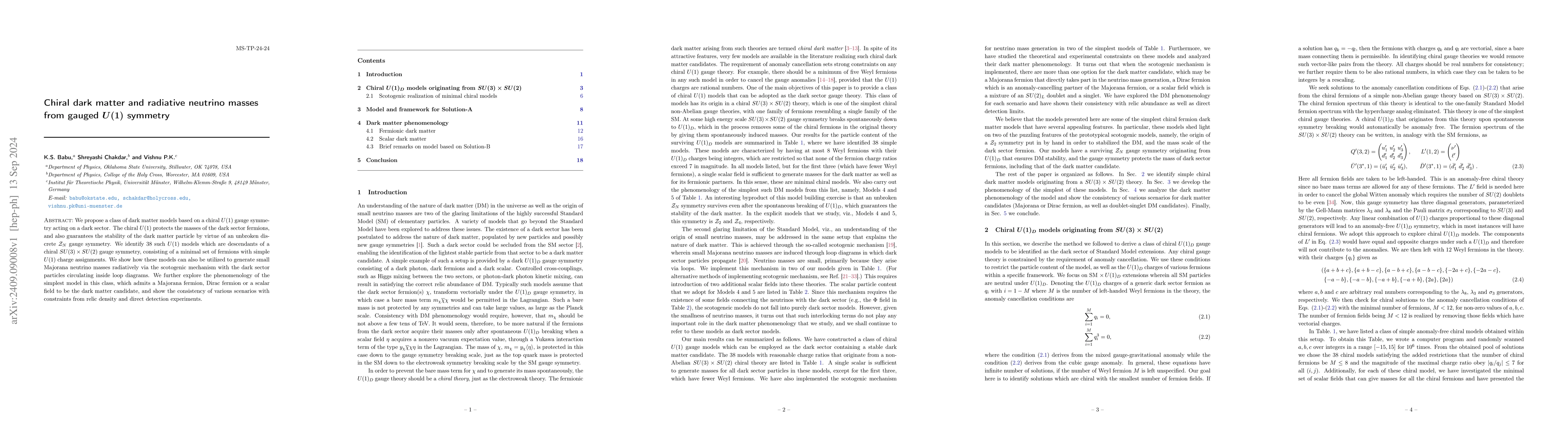 Thumbnail for Chiral dark matter and radiative neutrino masses from gauged U(1)
  symmetry