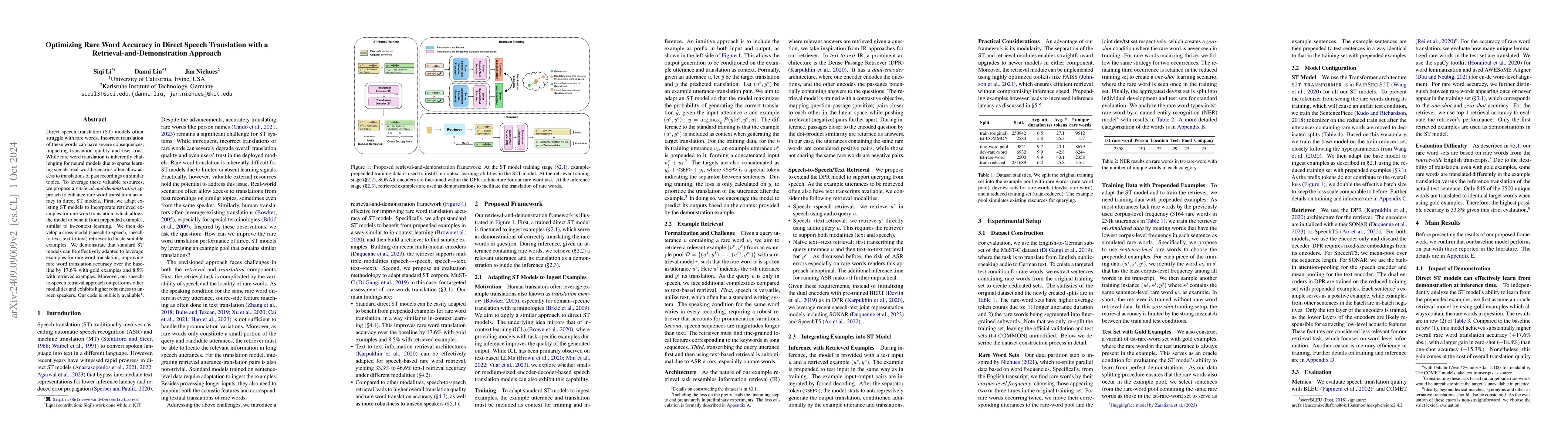 Thumbnail for Optimizing Rare Word Accuracy in Direct Speech Translation with a
  Retrieval-and-Demonstration Approach