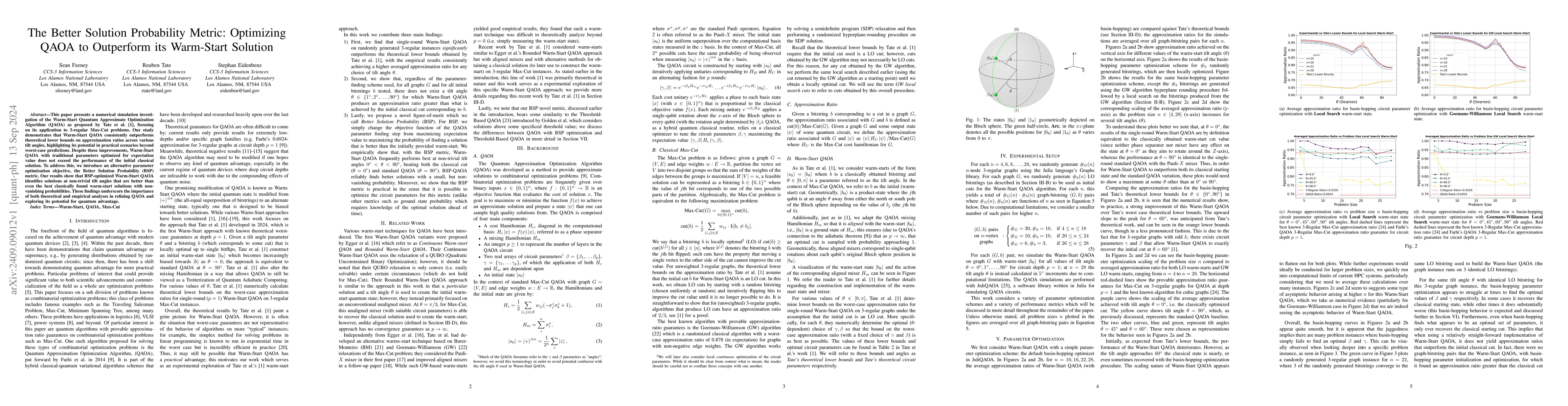 Thumbnail for The Better Solution Probability Metric: Optimizing QAOA to Outperform
  its Warm-Start Solution