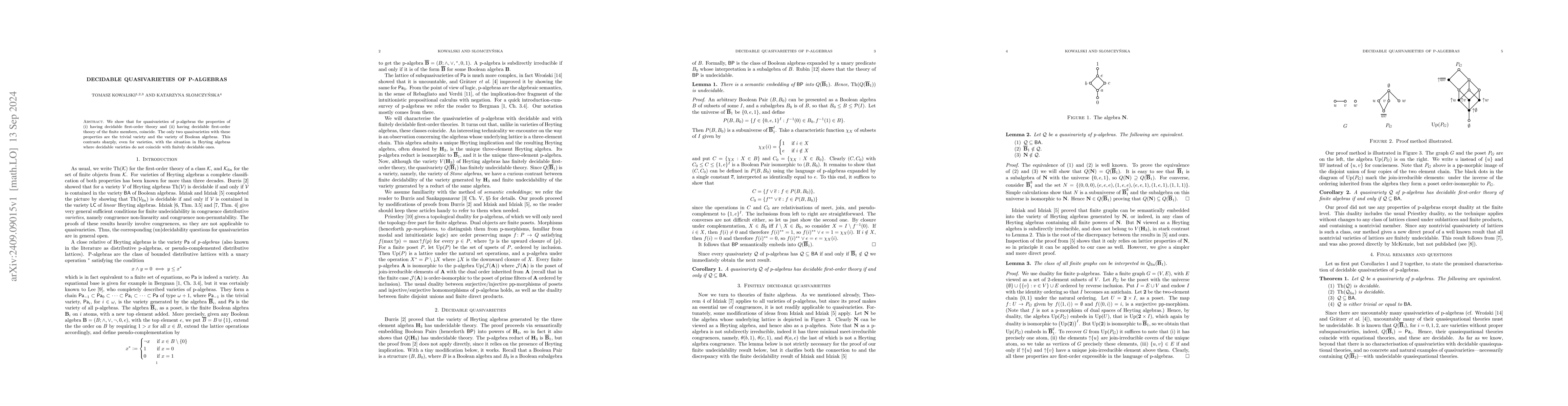 Thumbnail for Decidable varieties of p-algebras