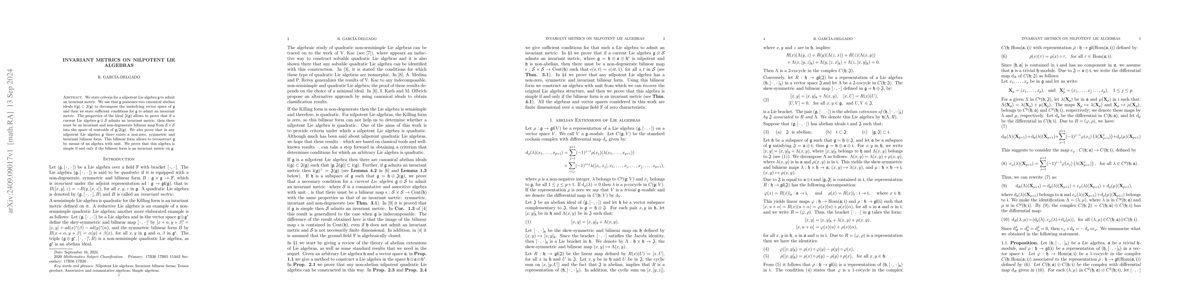 Thumbnail for Invariant Metrics on Nilpotent Lie algebras