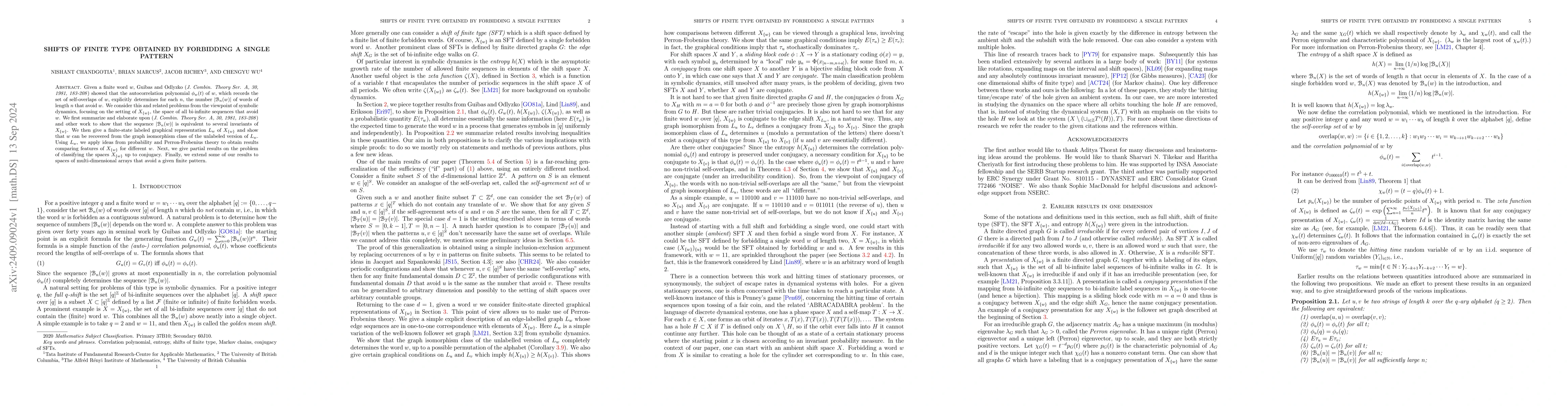 Thumbnail for Shifts of Finite Type Obtained by Forbidding a Single Pattern