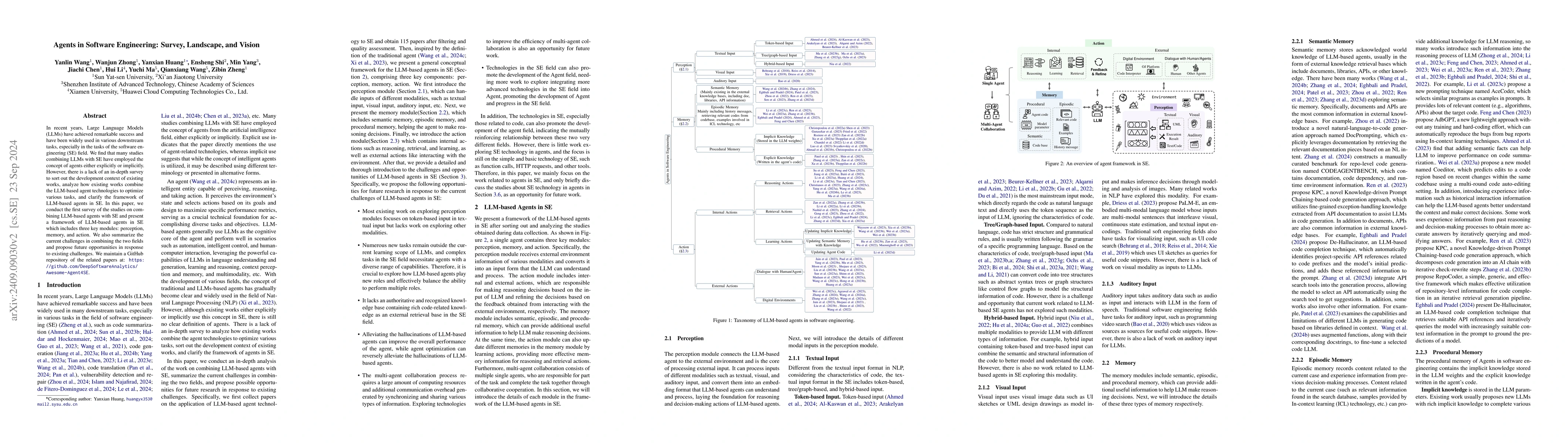 Thumbnail for Agents in Software Engineering: Survey, Landscape, and Vision