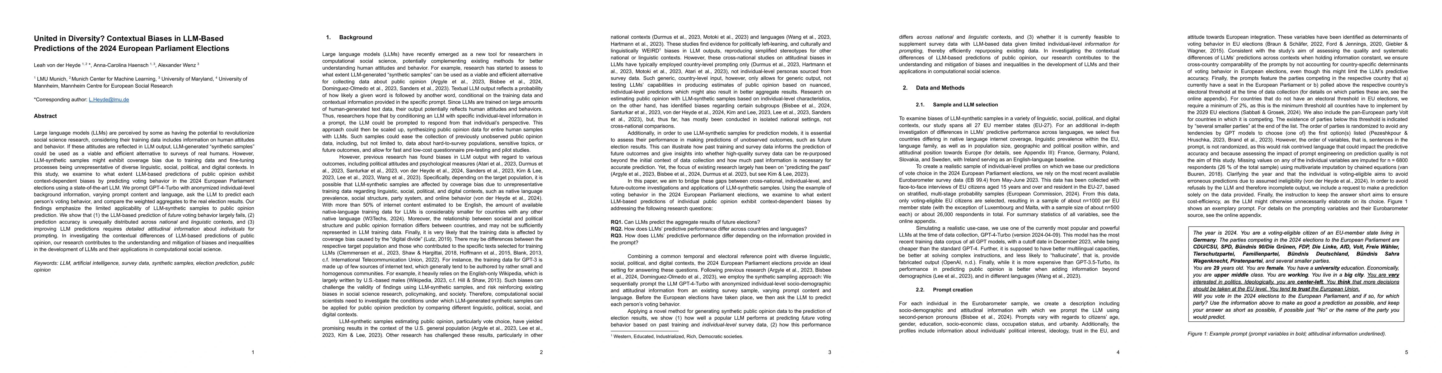 Thumbnail for United in Diversity? Contextual Biases in LLM-Based Predictions of the
  2024 European Parliament Elections