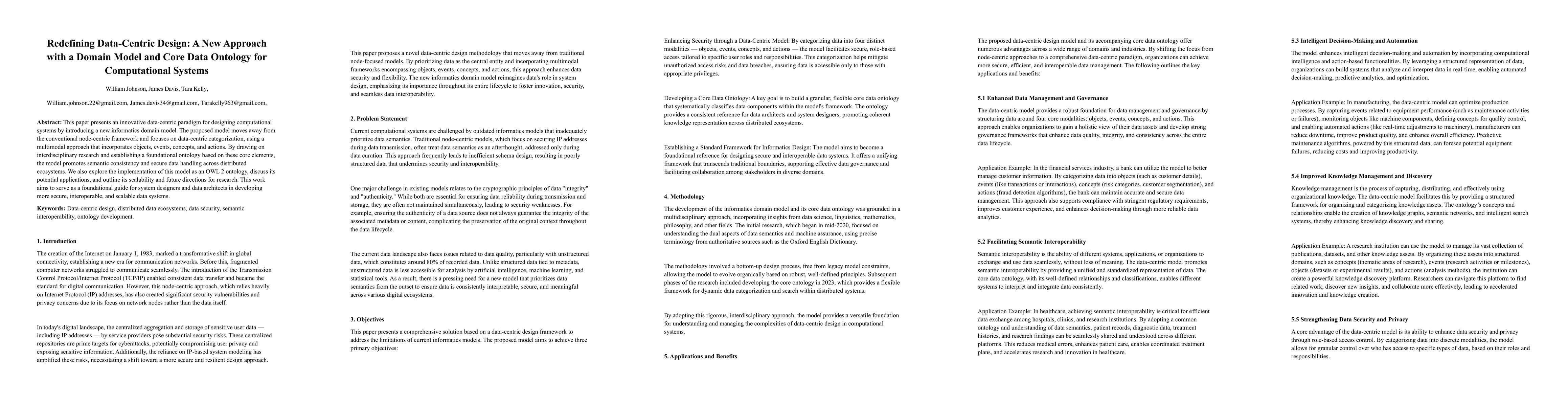 Thumbnail for Redefining Data-Centric Design: A New Approach with a Domain Model and
  Core Data Ontology for Computational Systems