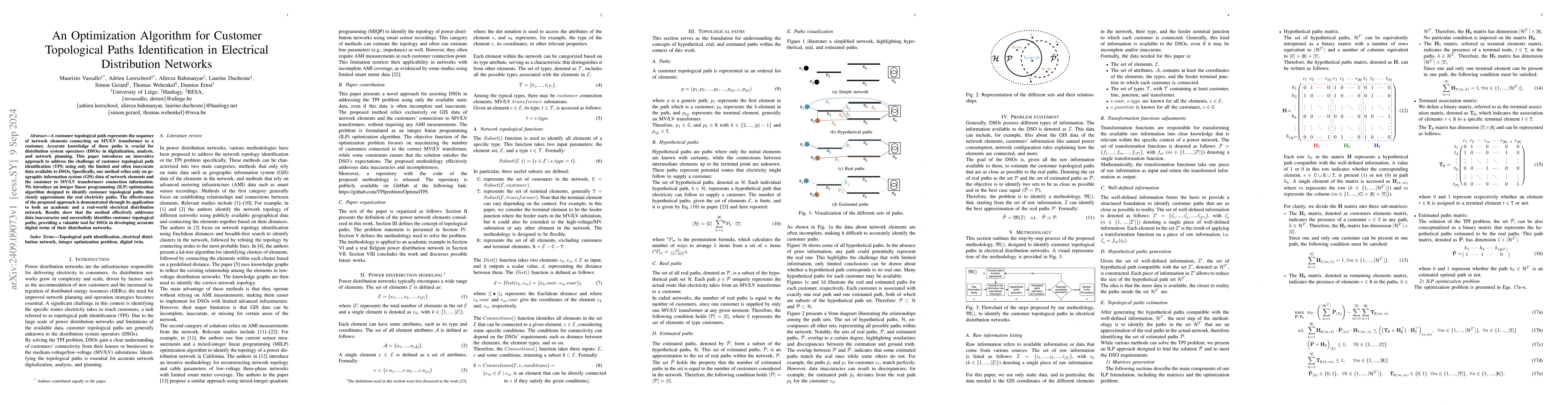 Thumbnail for An Optimization Algorithm for Customer Topological Paths Identification
  in Electrical Distribution Networks