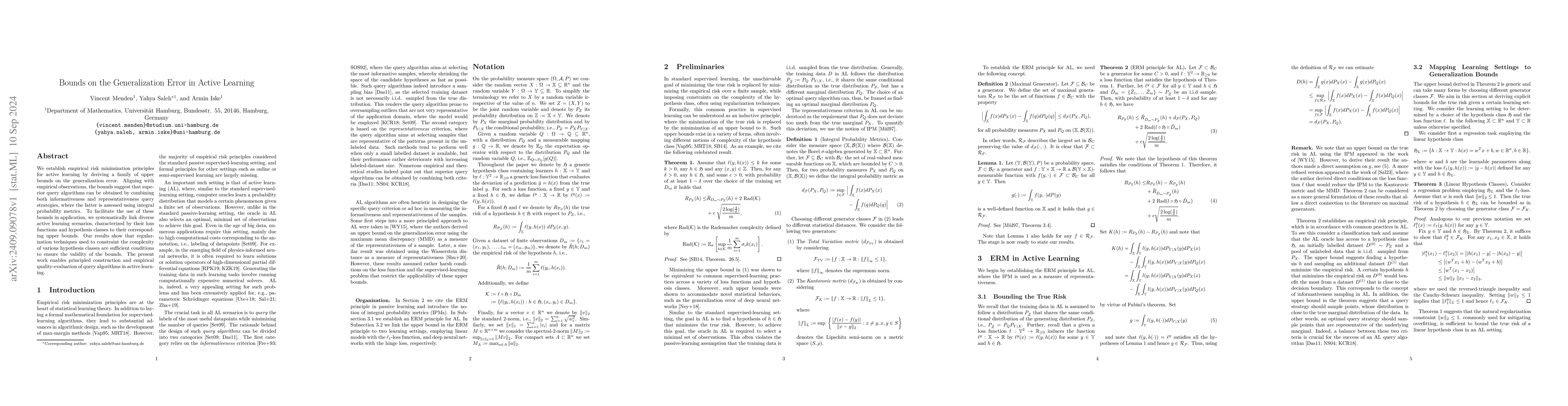 Thumbnail for Bounds on the Generalization Error in Active Learning