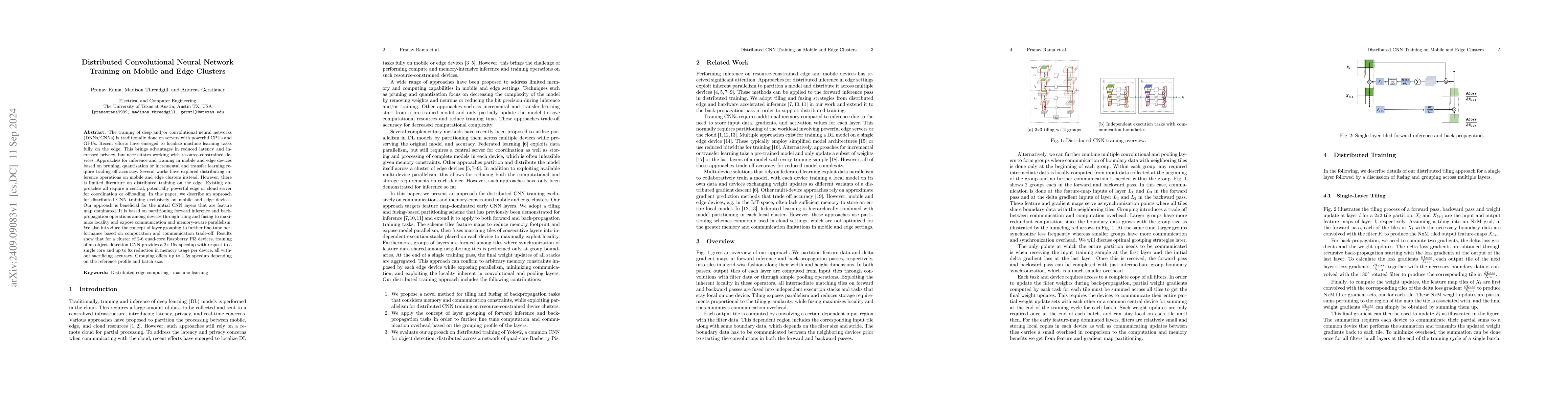 Thumbnail for Distributed Convolutional Neural Network Training on Mobile and Edge
  Clusters